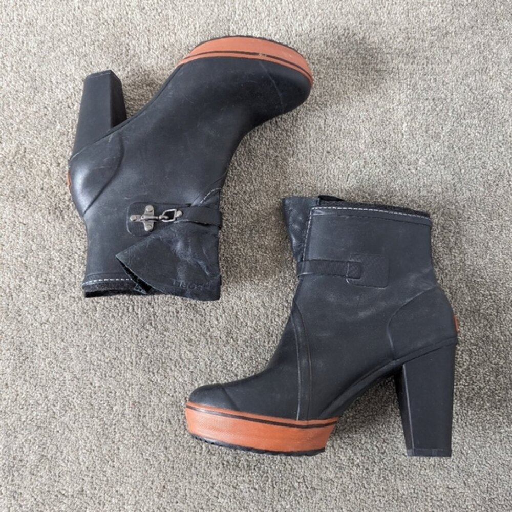 Sorel Medina Women's Waterproof Platform Heel Boots Size 11 Black with T…